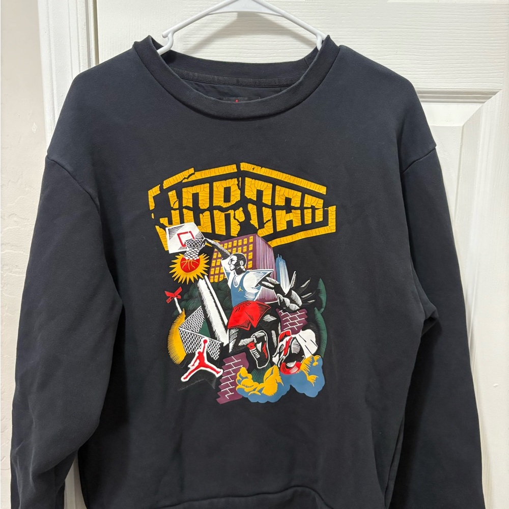 Jordan Black Crewneck Sweater with Bold Graphic
